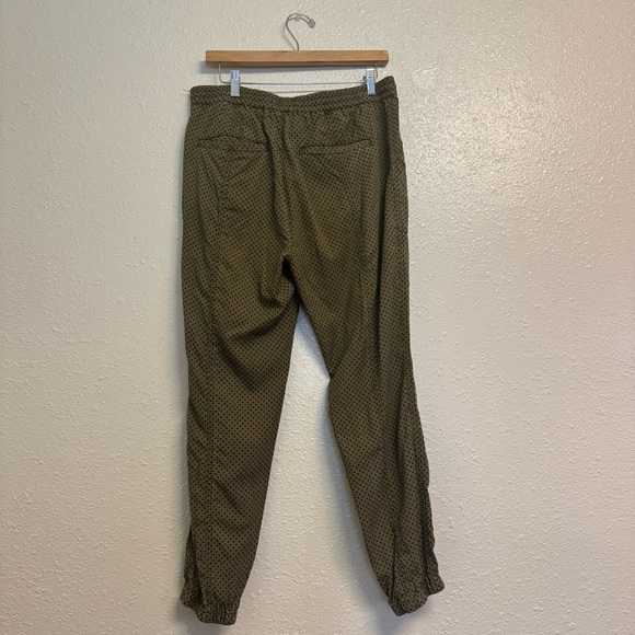 Anthropologie Flocked Joggers Olive Green Velvet Polka Dot - Picture 3 of 8